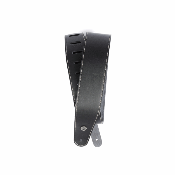 بند گیتار D'Addario DELUXE LEATHER GUITAR STRAP Black with Stitch