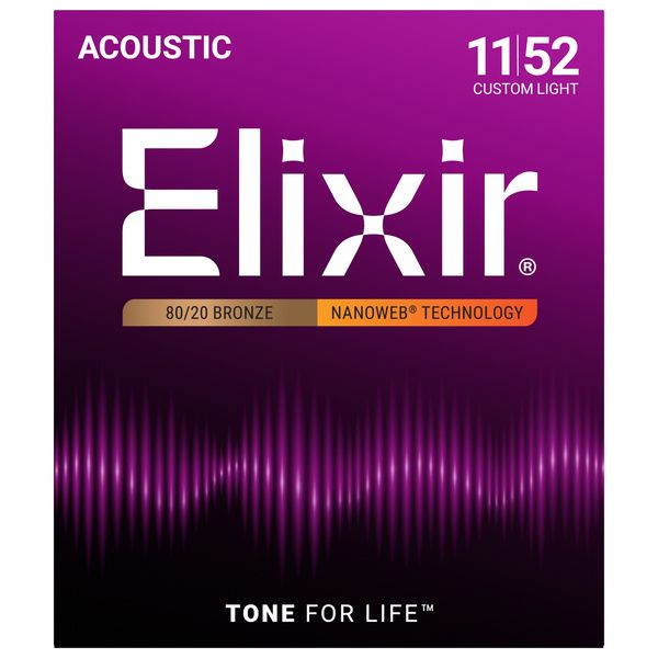 سیم گیتار آکوستیک Elixir Nanoweb 80/20 Bronze 11 52