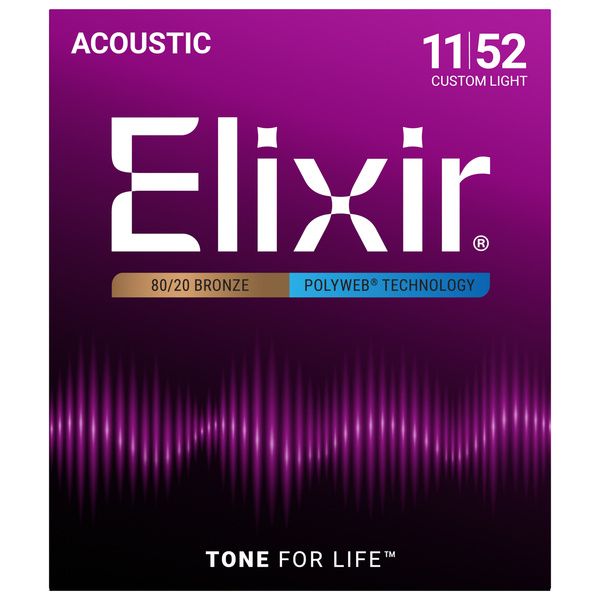 سیم گیتار آکوستیک Elixir Polyweb 80/20 Bronze 11 52